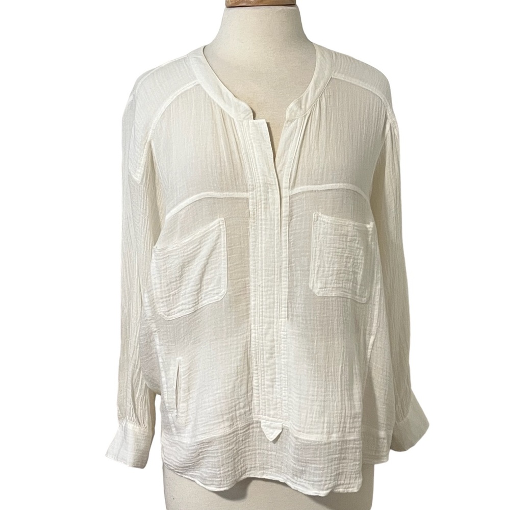 White Gauzy Undiscovered Eye by Anthropogie long sleeve shirt